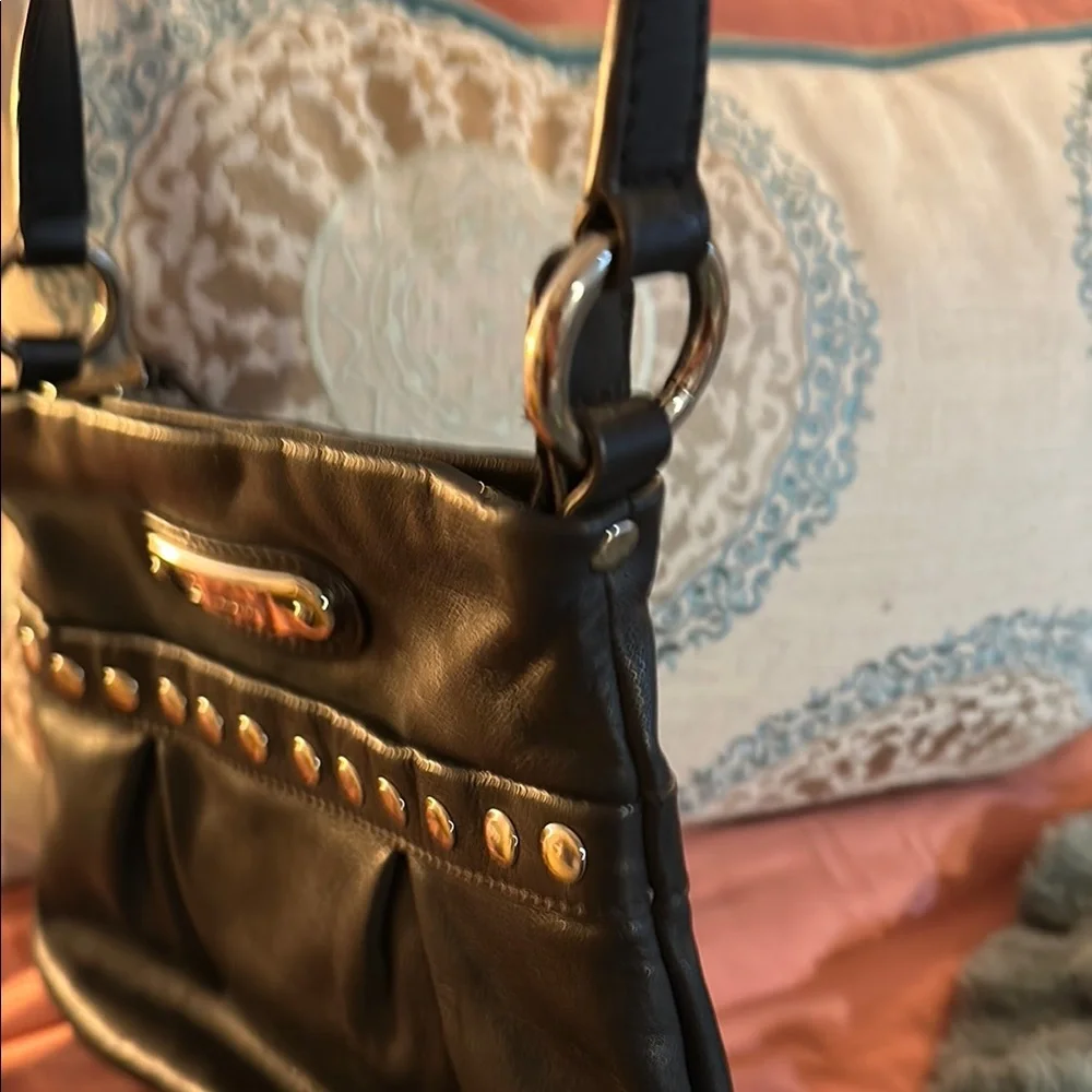 B. Makowsky Black Crossbody Bag with Studded Accents - Picture 4 of 6